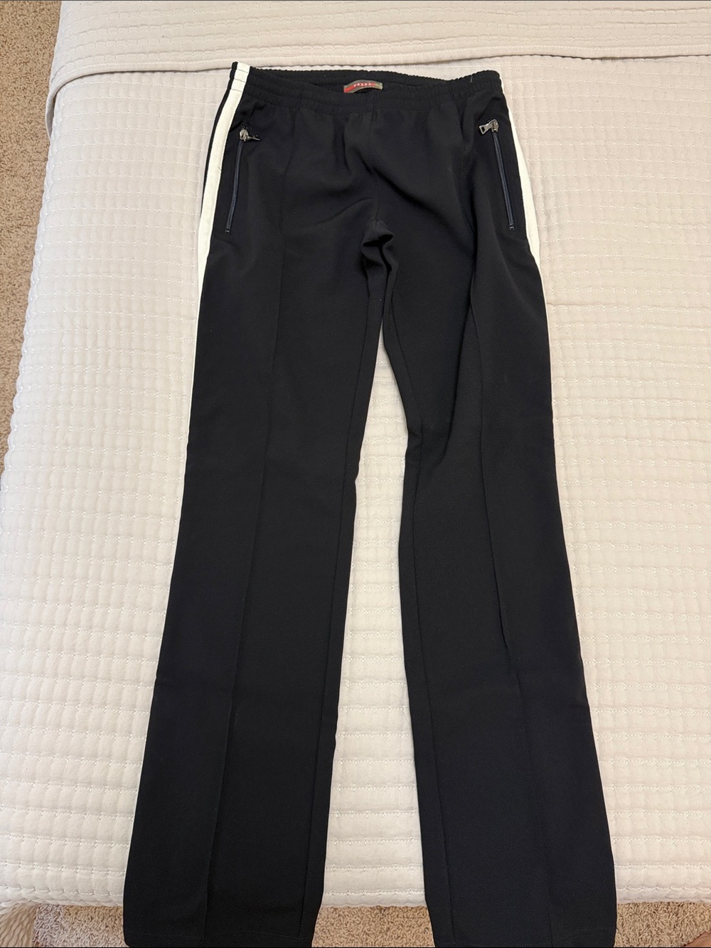 Prada Black Joggers with White Side Stripe